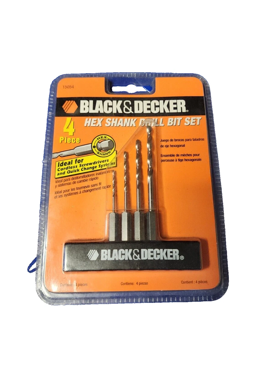 Black Decker 15054 Hex Shank Drill Bit Set for Wood Metal Plastic