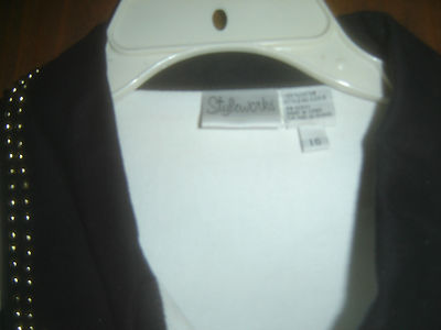 Veste En Jean Blanc Styleworks Années 80 - Noir Et Rouge, Taille 16, Neuf Sans étiquettes