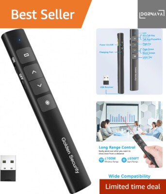 Wireless Presenter Powerpoint Fernbedienung Laserpointer 30m schwarz