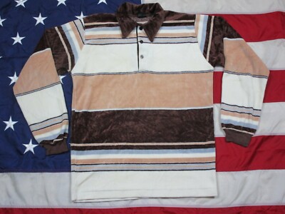 Vintage 1970's Campus Long Sleeve Velour Shirt Men s Size (M) Made In USA EUC