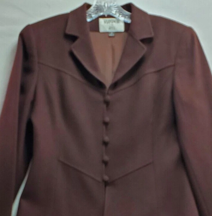 Kasper For A.S.L 裙子套装女式 8 棕色羊毛 2 件办公室职业工作 — 第 2/4 张图片