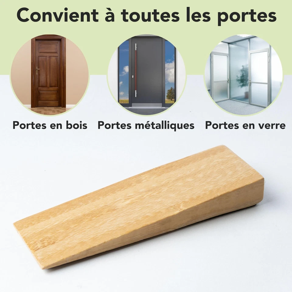 Cale-porte en bambou antidérapant - Lot de 2 blocs porte en bois - Photo 2/4