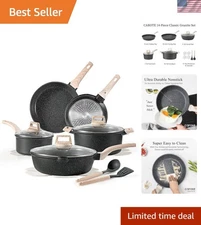 Luxury 14-Piece Induction-Friendly Granite Cookware Set with Kitchen Utensils