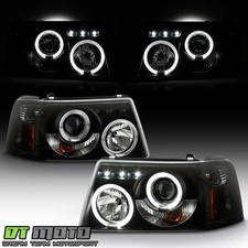 Black Smoke 2001-2011 Ford Ranger LED Halo Projector Headlights w/ Corner Lights
