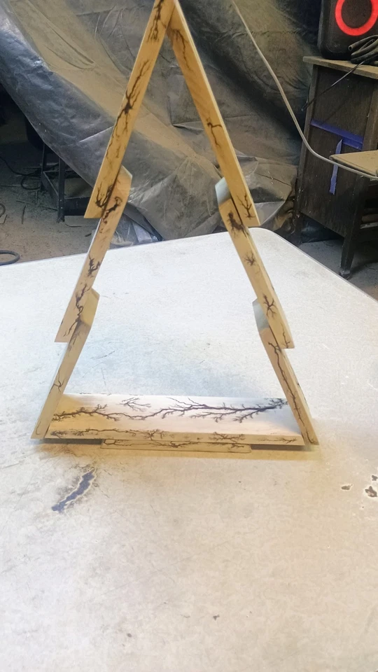 Fractal Burn Wooden Christmas Tree Decor | Handmade Rustic Holiday Art | 15” - Image 3 of 4