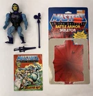 Vintage 1984 MOTU Battle Armor Skeletor Action Figure + Weapon, Comic, Card Back