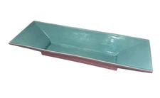 Kay Finch California Pottery Rectangular Dish Pink & Aqua Glaze