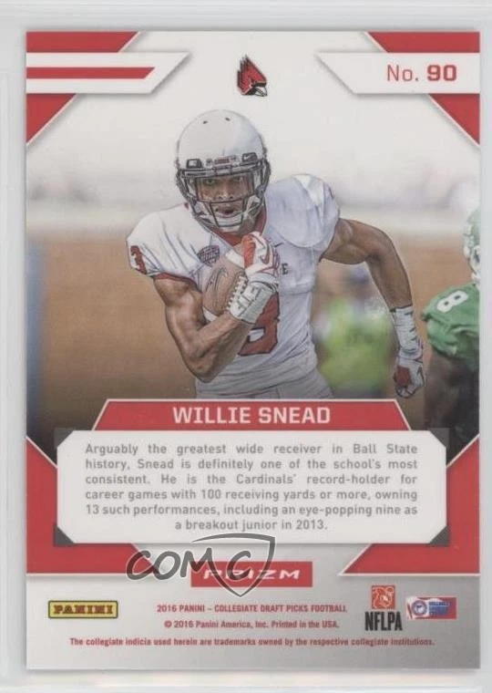 2016 Panini Prizm Collegiate Draft Picks Stained Glass Willie Snead #90 - Image 2 of 2