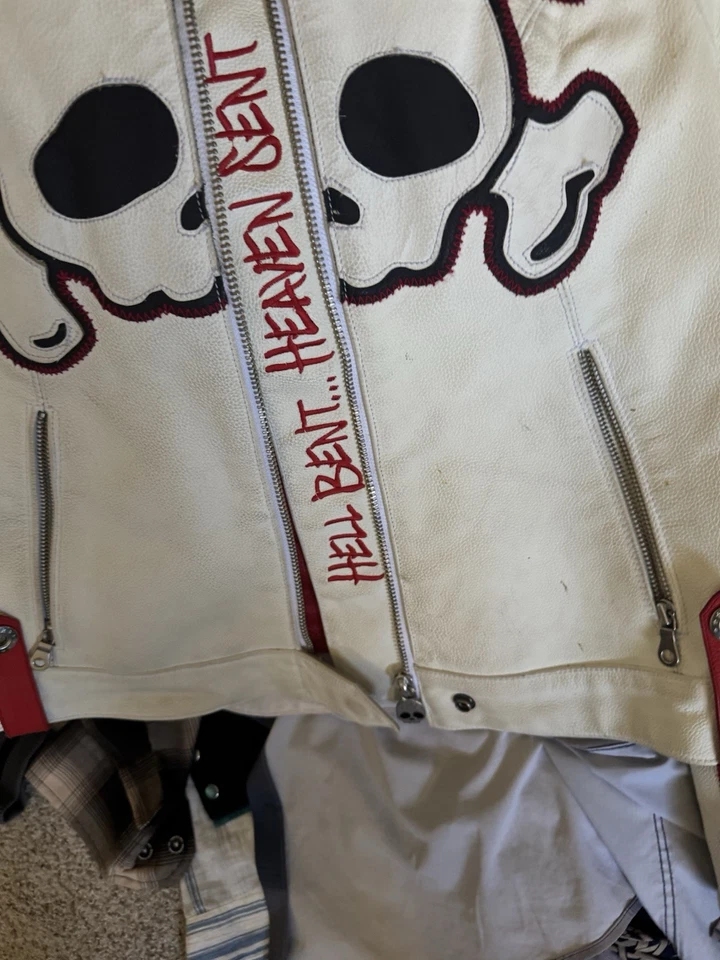 Icon Hella Crossbone Motorcycle Jacket Red/white Womenβs Size Medium New - Image 2 of 4