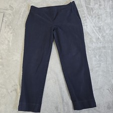 Talbots Pants Womens 10 Navy Blue Chatham Ankle Flat Front Business Casual
