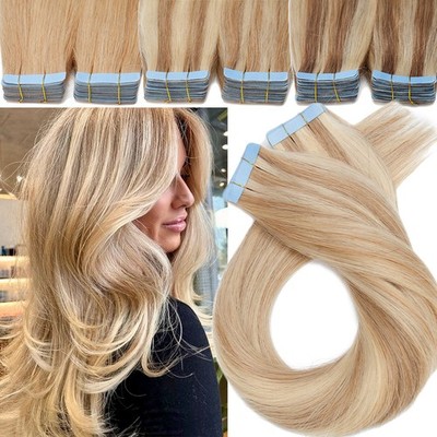 60PCS 150G Thick Tape In 100% Remy Human Hair Extensions Full Head Highlight