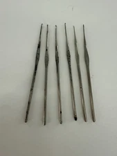 6 Antique METAL Crochet Hooks for Lace Crochet, Fine Crochet