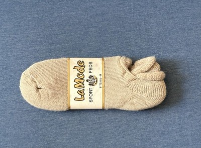 Vintage LaMode Roll Top Sport Peds Socks NOS Beige Athletic Retro Golf 8.5-11