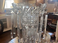 Vintage-Bobeche w/ Crystal Prisms-10 & Candle Drip Tray-Parts-Lamp