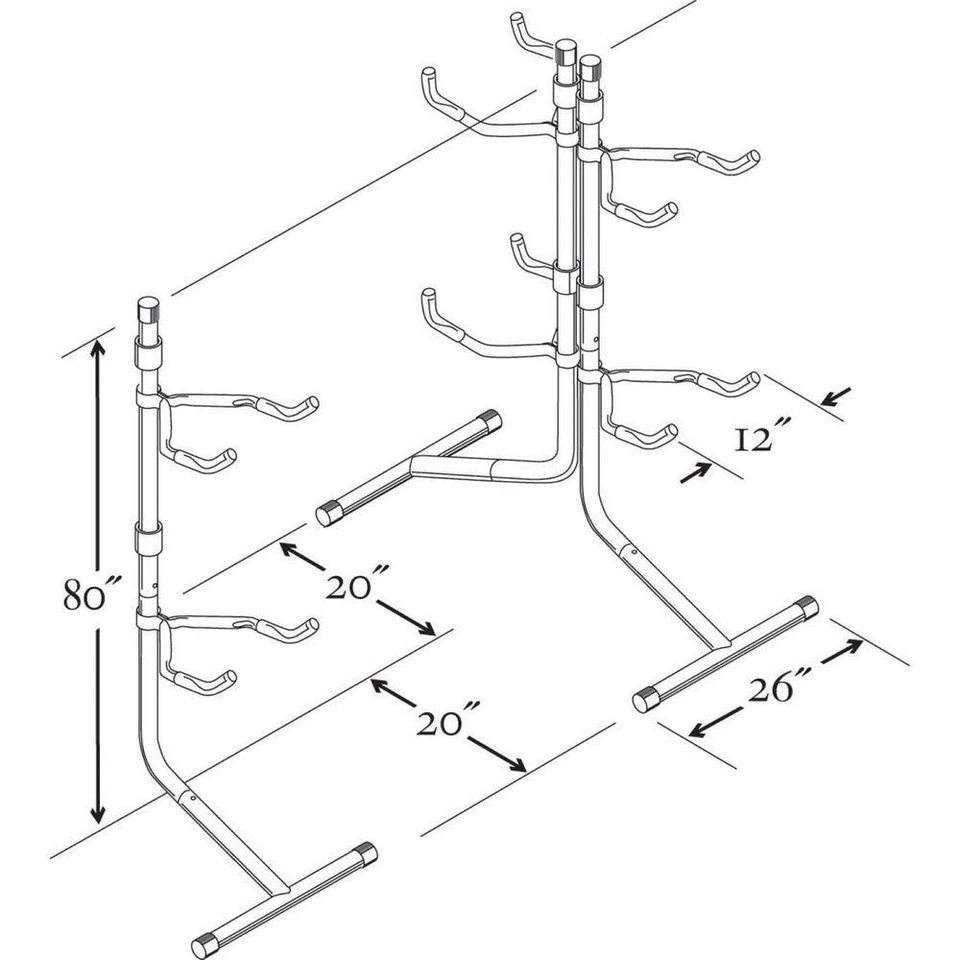 Bike Bunk Stand Bike Storage 2 Bikes Freestanding Bike Rack Black - Image 4 of 4