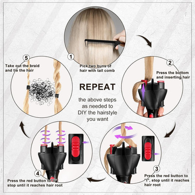 Hair Braider Set, 7 Pieces Automatic Hair Braider with Electronic Hair Braidi...