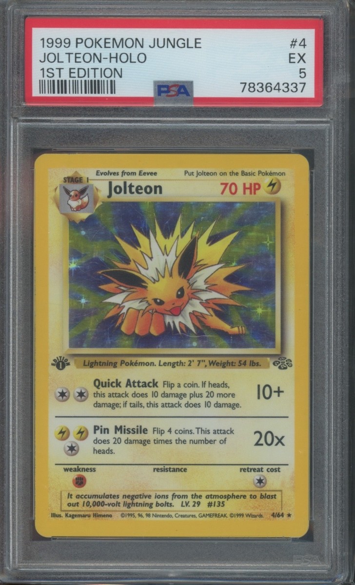 英語版初期　ポケモンカード　Jolteon holo 4/64 JOLTEON - 4/64 - Jungle Set - Holo - Pokemon Card - Exc