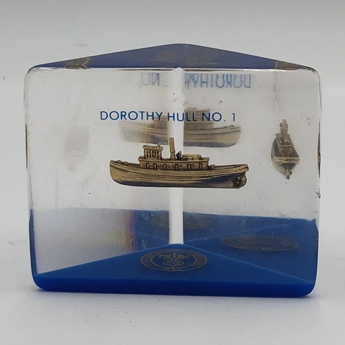Vintage Newport News Shipbuilding VA Dorothy Hull No. 1 Lucite Paperweight Boat