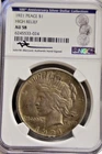 1921 US Peace Silver Dollar $1 NGC AU58 Mercanti Signed