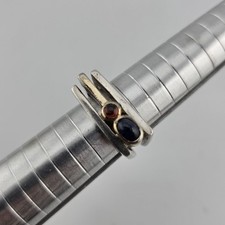 Sterling Silver Ring Mid-Century contemporary Artisan Minimalist Square Stack 8