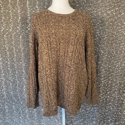 Vintage Northcrest Brown Sweater Plus 3X Cable Knit Cotton Blend Fisherman 90s