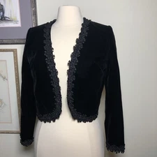 VTG YK Kim Velvet Bolero Jacket Open Front Embellished Custom Tailor NO SIZE TAG