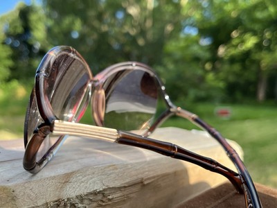 美品☆トムフォードTOM FORD☆サングラス★CLAUDIA/TF75 Tom Ford Claudia TF75 Bamboo Sunglasses Gradient Lens Brown Frame