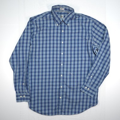 Peter Millar Ryder Cup Hemd Herren Größe L Blau Langarm Karomuster Hemd