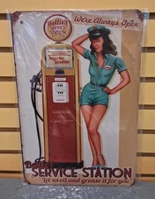 Pinup Girl Gas Station vintage metal sign Retro Man Cave Wall Decor Item #N-08