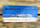 VINTAGE 12" MOBILGAS BONNEVILLE SALT FLATS SERVICE OIL PORCELAIN GASOLINE SIGN