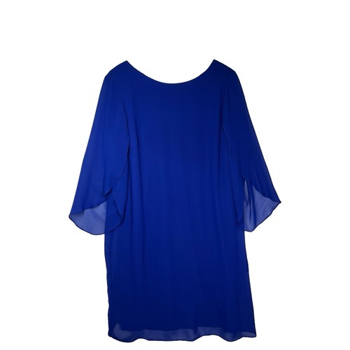 msk rhinestone trim chiffon popover dress Msk Women's Blue Rhinestone-Trim Chiffon Popover A-Line Dress Size S