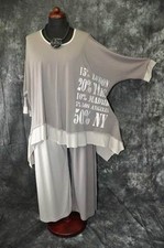 Lagenlook Bogen-WELLE BIG-Pulli Jersey Cappucino-Kitt Print XXL,XXXL,XXXXL