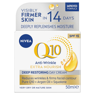 NIVEA Q10 Anti-Falten 60+ Extra Pflegende Tagescreme LSF 15 (50 Ml), Feuchtigkei