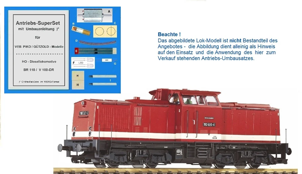 AntriebsSet für PIKO BR 110 mit Präzisions-Motor + Zubehör + Anleitung / #p11.21