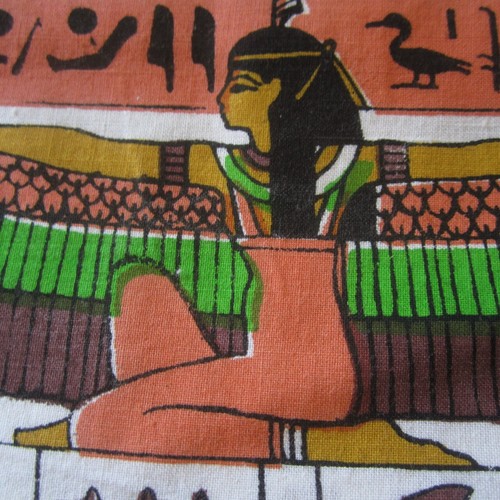 234cm x 153cm Egyptian Novelty Hieroglyphs Brown Orange Vintage Cotton Fabric