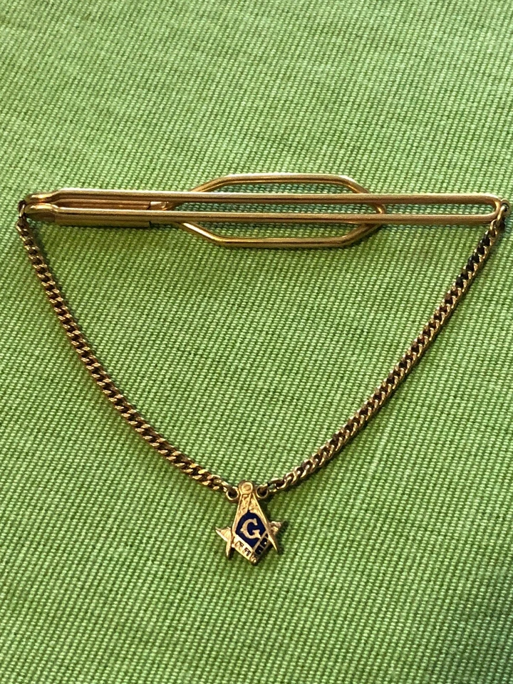Vintage Tie Clasp Bar Clip G Compass Lodge Masonic Fraternity Free Mason Blue - Image 2 of 4