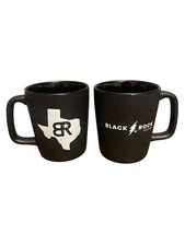 Black Rock Coffee Bar Texas Matte Black 10oz Coffee Mugs Set Of 2