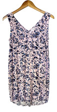 Gap Women Dress Light Purple Blue Size XS Rayon Floral Sleeveless V-Neck Shift