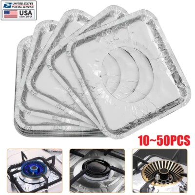 10~50PCS Aluminum Foil Gas Square Stove Burner Covers Protector Disposable 9''