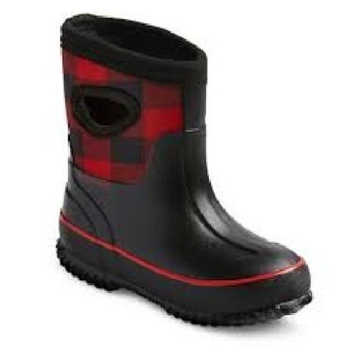 Cat & Jack Unisex Niños Rojo Búfalo Cuadros Impermeable Invierno Botas de Nieve Talla 5/6 - Imagen 4 de 14