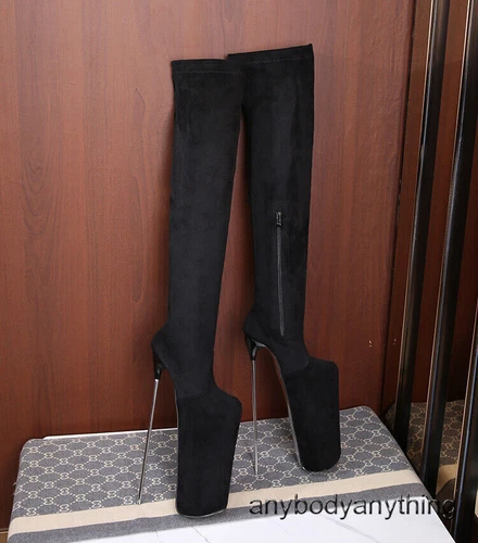 35-47 Übergröße 30 cm super hoher Stilettoabsatz Damen & Plateau Overknee Stiefel Reißverschluss - Bild 21 von 31