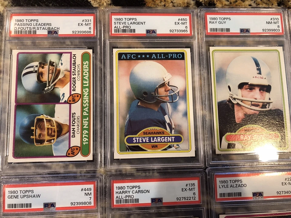 1980 TOPPS- NFL PSA Lot of 36--STAUBACH, FOUTS, LARGENT, UPSHAW, GUY----SEE PICS - Image 2 of 4
