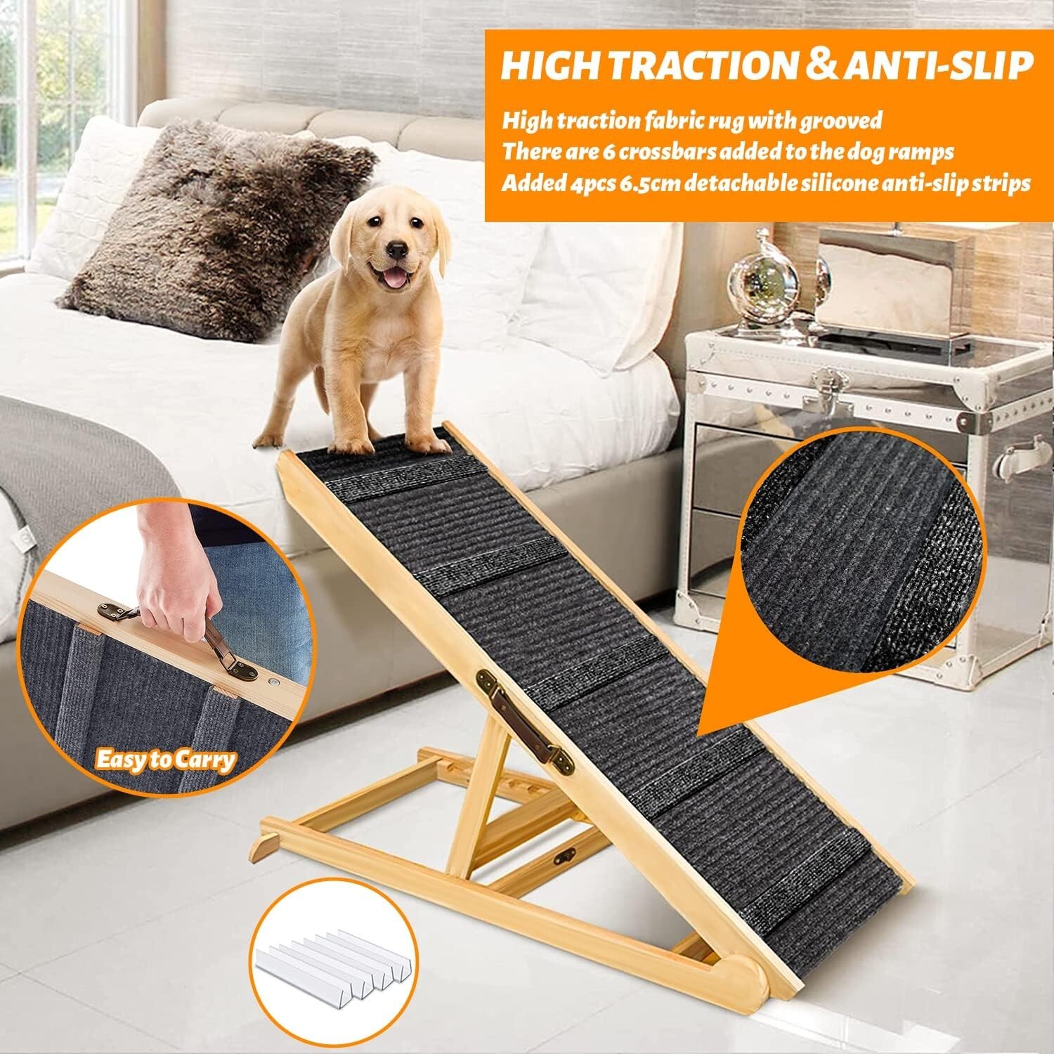 Dog Pet Ramp for Car Truck SUV Backseat Stair Steps Auto Travel Ladder