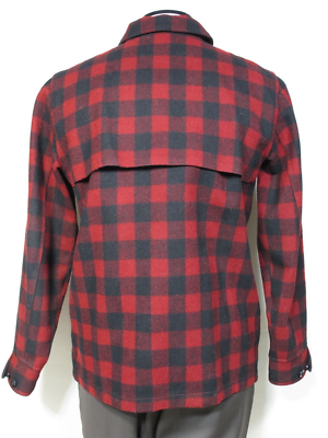 LL Bean Plaid Zip Shirt Jacket Size M Red Black Mackinaw LL Bean Plaid Zip Shirt Jacket Size M Red Black Mackinaw