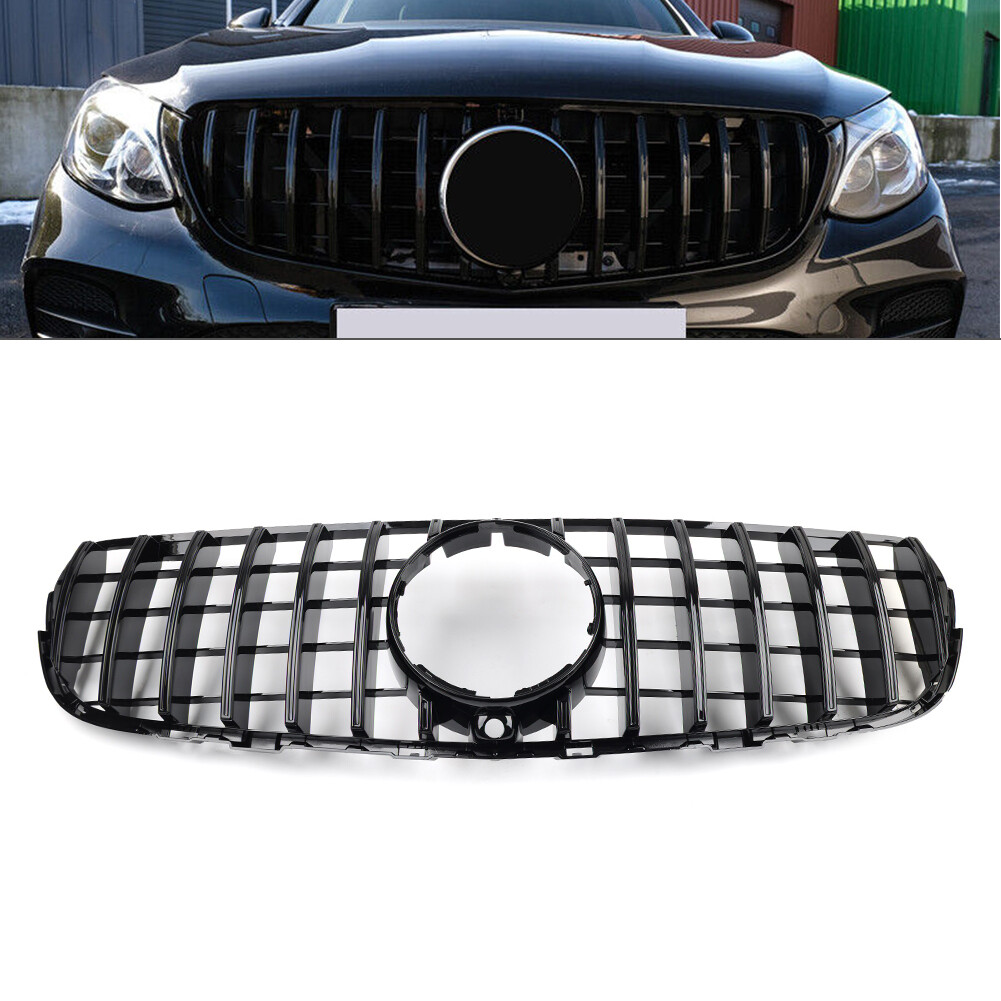 GTR Style Black Front Bumper Hood Grille For Mercedes GLC W253 X253 2015-2019