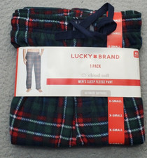 Lucky Brand Sleep Fleece Pants Men's XS Multi Plaid Cloud Soft Elastic Waistband