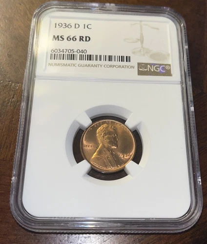 1936 D Lincoln Wheat Penny NGC MS 66 RD