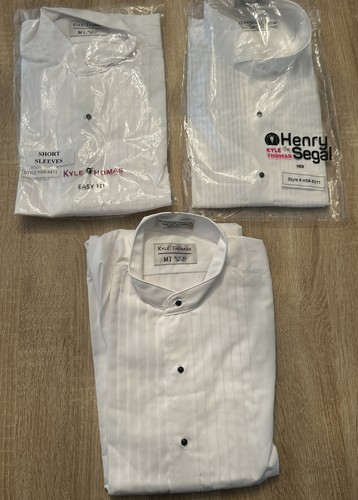 Kyle Thomas By Henry Segal White Button Up Short Sleeve Dress Shirts - 3 Pack - Picture 4 of 15