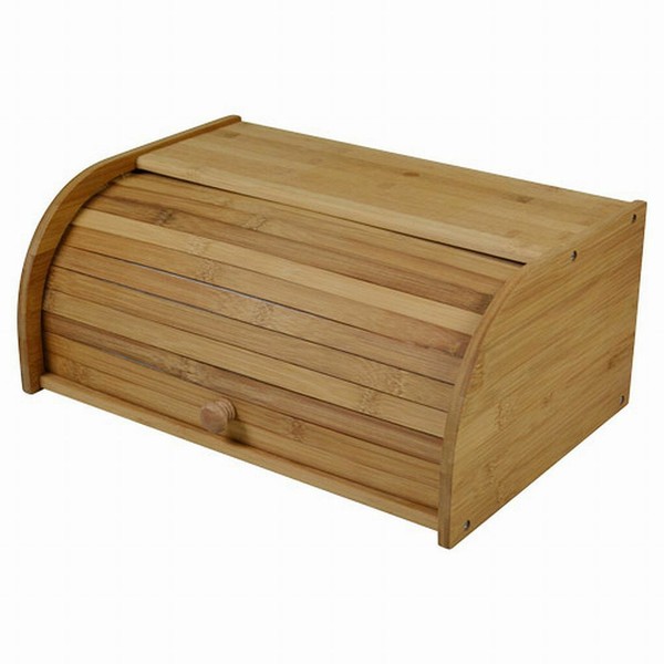 Bambus Brotkasten Brotkiste Brotbox Holz Mit Rolldeckel Brotaufbewahrung-image