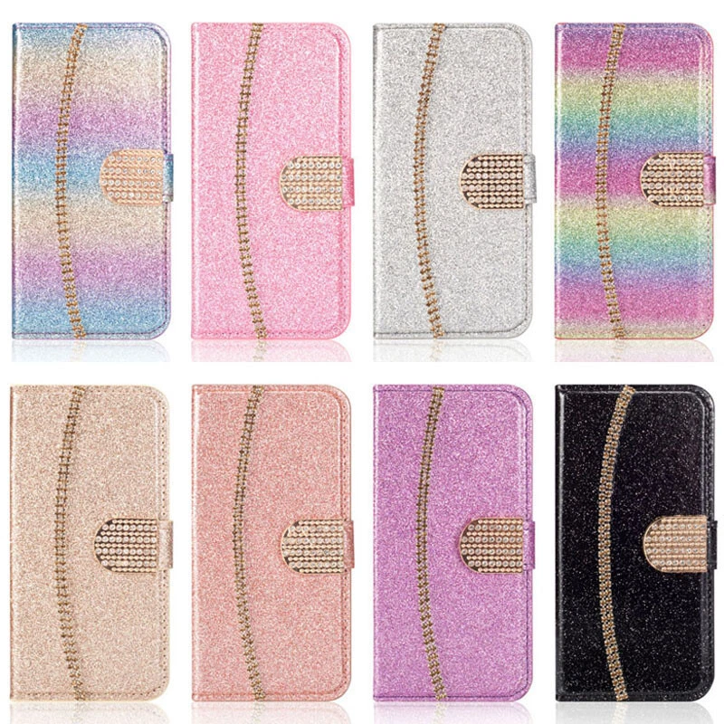 Glitter Wallet Case Diamond Flip Cover for iPhone 17/16e/15/14/13/12/11 XR SE 8 - Image 2 of 4